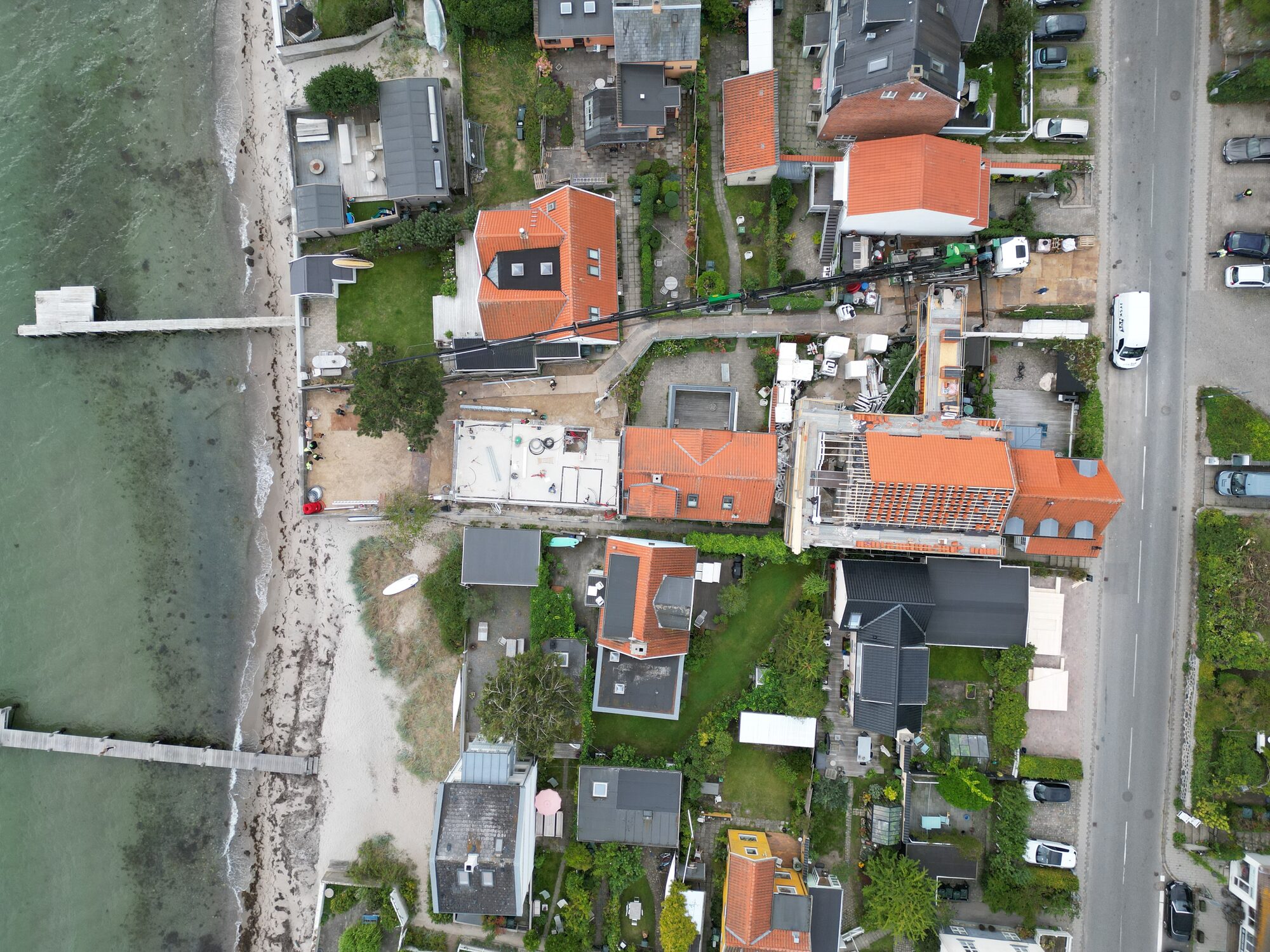 Luftfoto af kranløsning på Taarbæk Strandvej